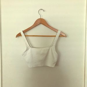 Aerie Ribbed White Bikini Top with Shelf Bra